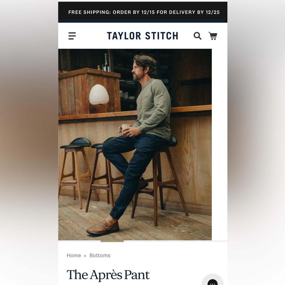Taylor Stitch Men's Apres Pants Indigo Large